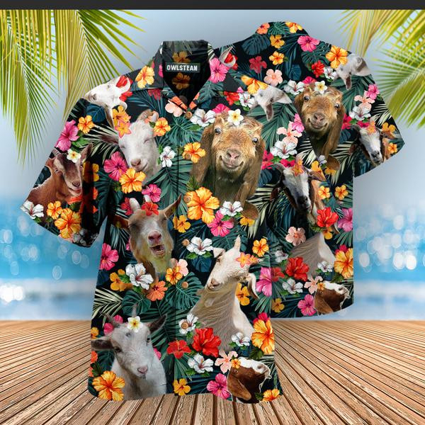 Goat Happy Aloha Flowers Edition - Hawaiian Shirt - Hawaiian Shirt For Men, Hawaiian Shirt For Women, Aloha Shirt