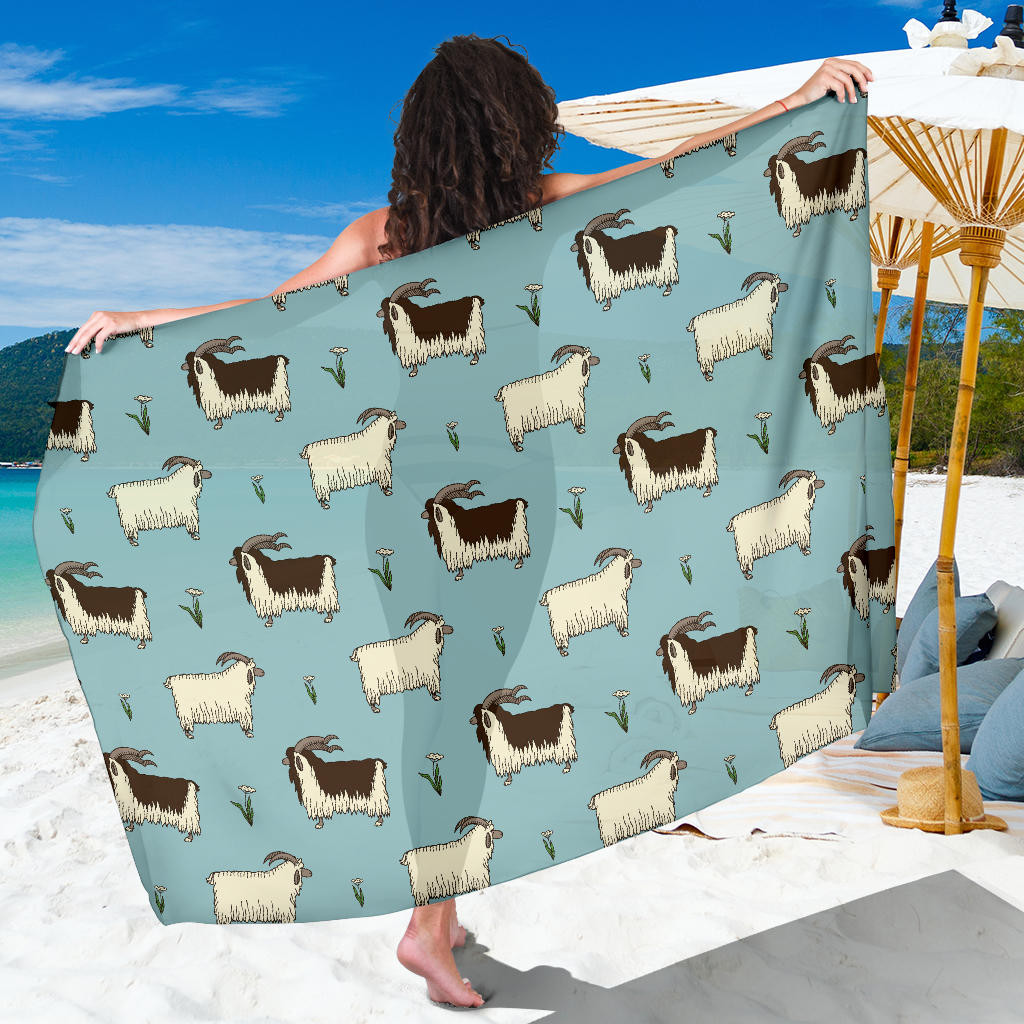 Goat Pattern Print Sarong Cover Up Goat Pareo Wrap Skirt Dress