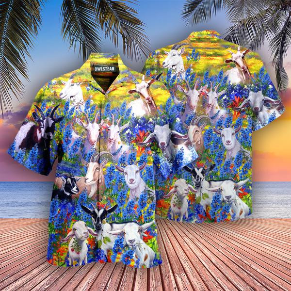 Goats In Bluebonnets Edition - Hawaiian Shirt - Hawaiian Shirt For Men, Hawaiian Shirt For Women, Aloha Shirt