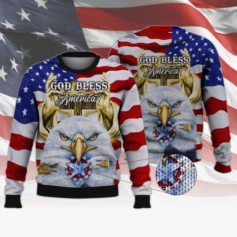 God Bless America Ugly Christmas Sweater Ugly Sweater For Men Women, Holiday Sweater