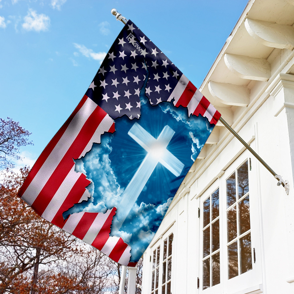 God Jesus Christian Cross American Flag Christian's Flag