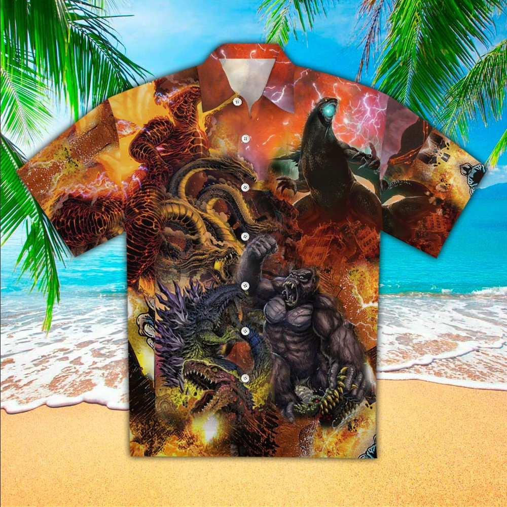 Godzilla Hawaiian Shirt Godzilla Button Up Shirt For Men and Women