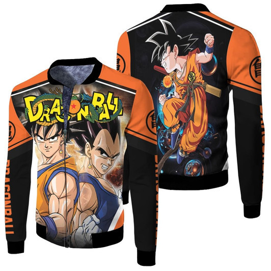 Goku And Vegeta Saiyan Family Dragonball Fleece Bomber Jacket