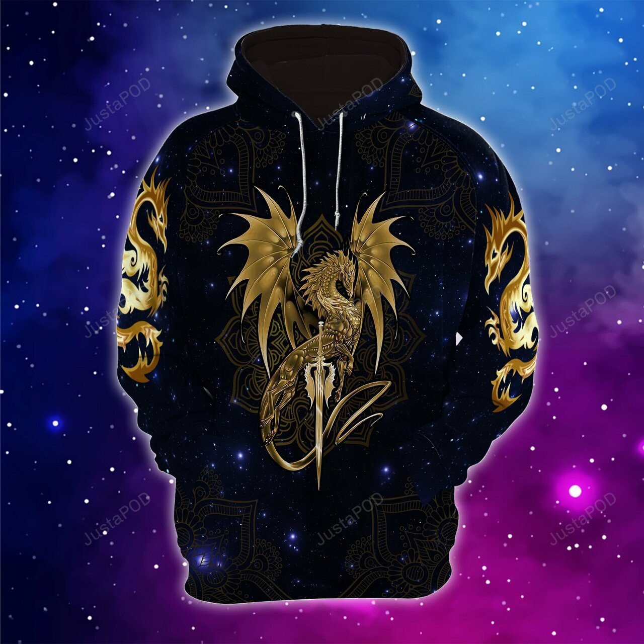 Gold Dragon 3d All Over Printed Hoodie