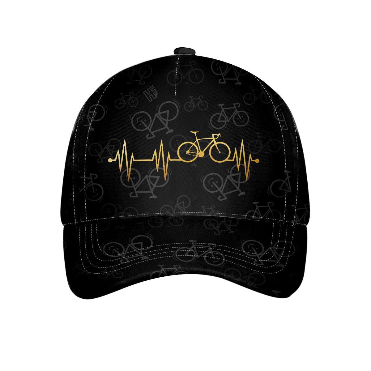 Golden Bicycle Heartbeat Classic Cap Unique Cycling Baseball Cap Gift For Cyclists