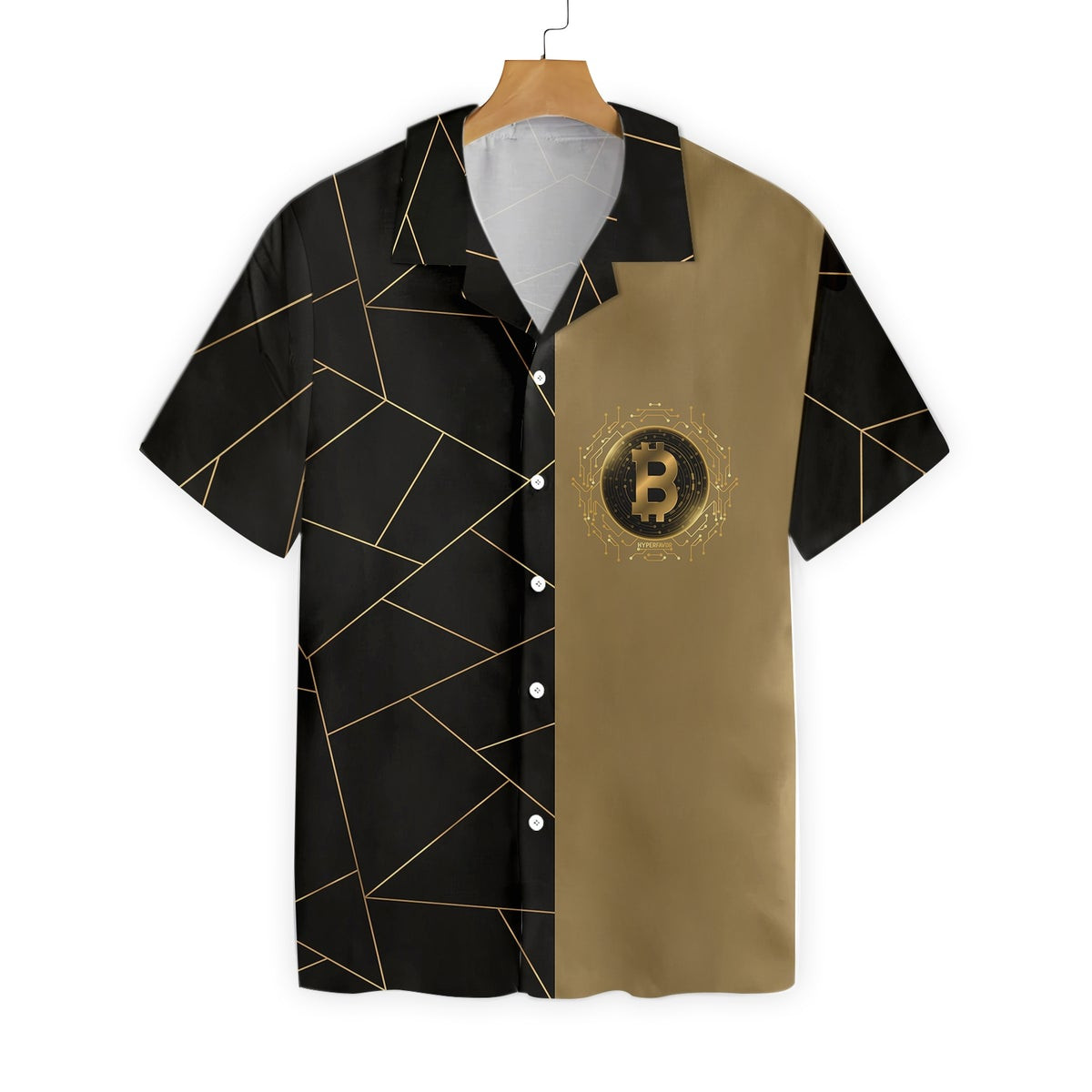 Golden Bitcoin Cryptocurrency Hawaiian Shirt