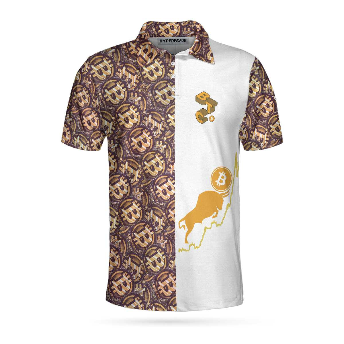 Golden Black Bitcoin Polo Shirt White Bitcoin Themed Polo Shirt Best Shirt For Bitcoin Investors