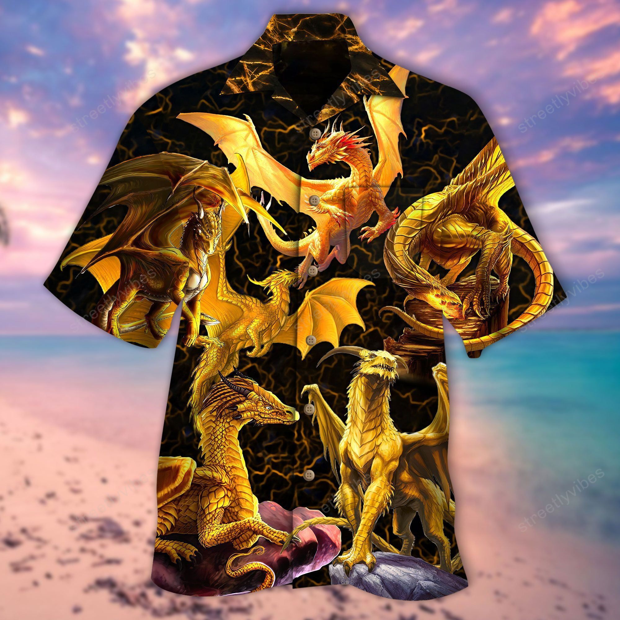 Golden Dragon Mystery Hawaiian Shirt Hawaiian Shirt For Men