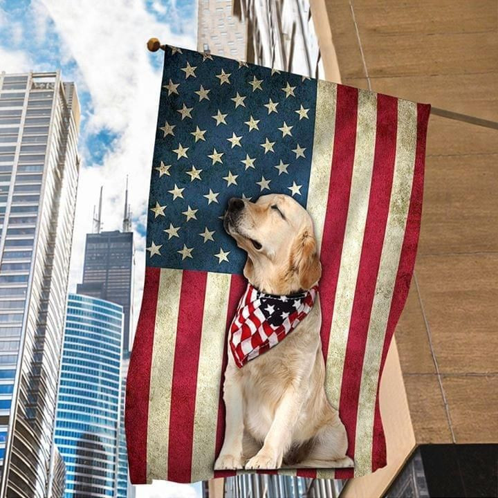 Golden Retriever American Flag Garden Flag House Flag