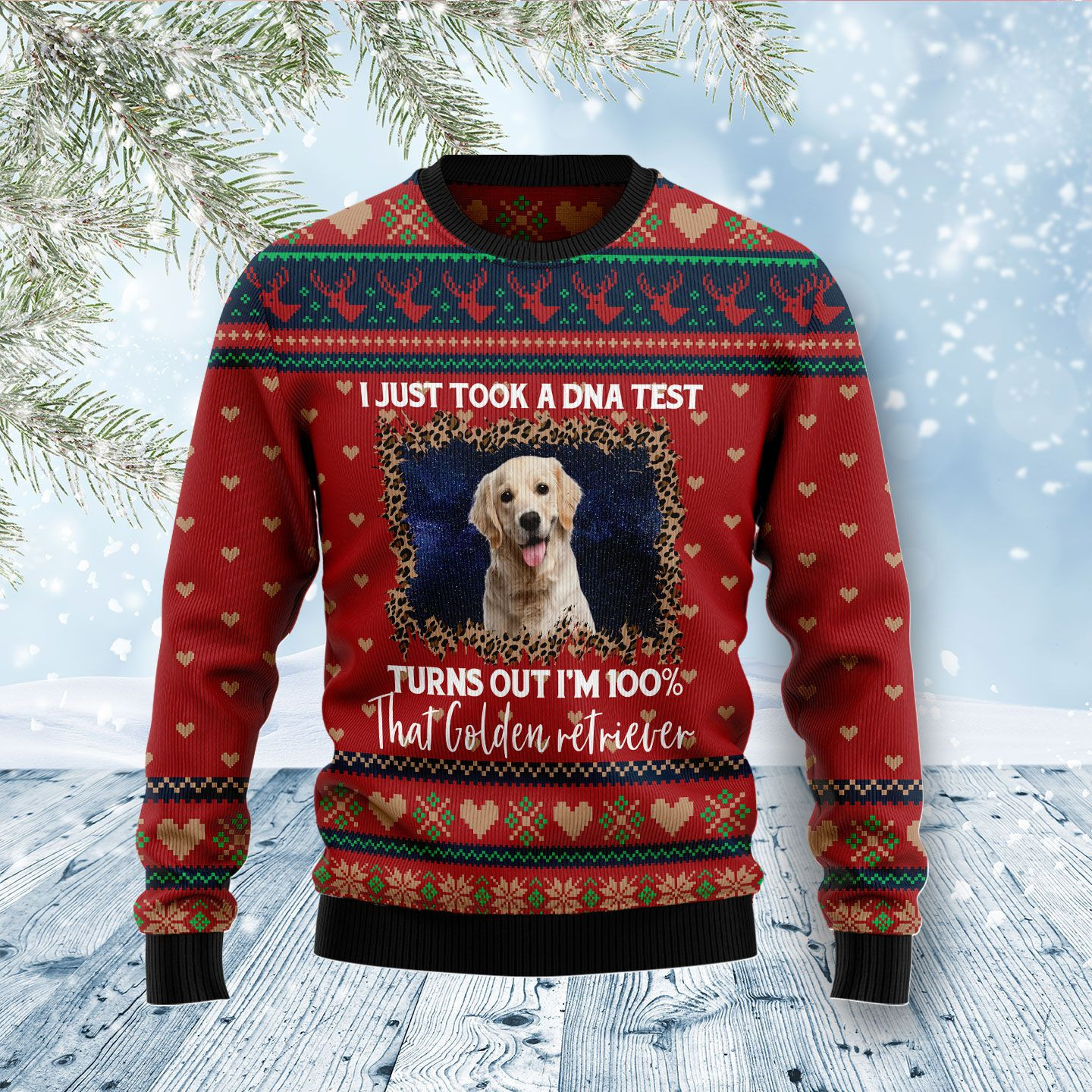 Golden Retriever DNA Ugly Christmas Sweater Ugly Sweater For Men Women