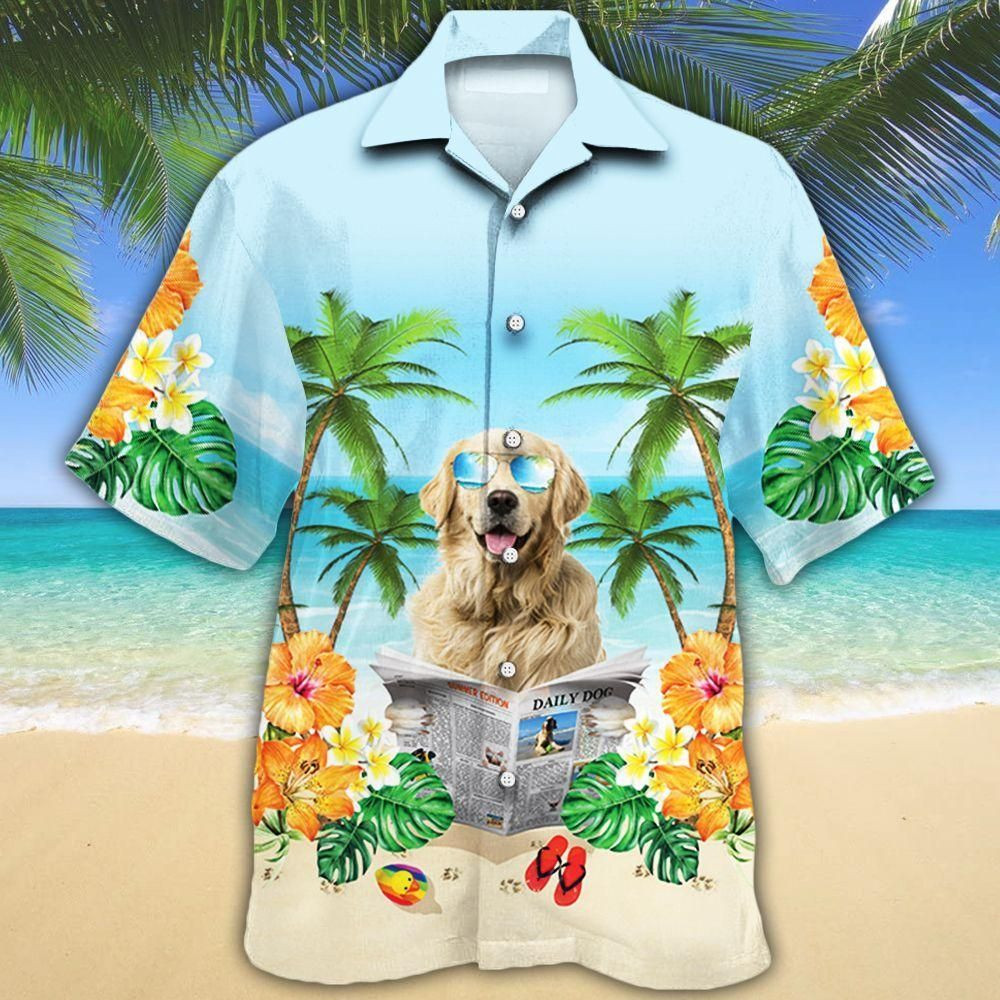 Golden Retriever Dog Lovers Beach Aloha Hawaiian Shirt Colorful Short Sleeve Summer Beach Casual Shirt For Men And Women