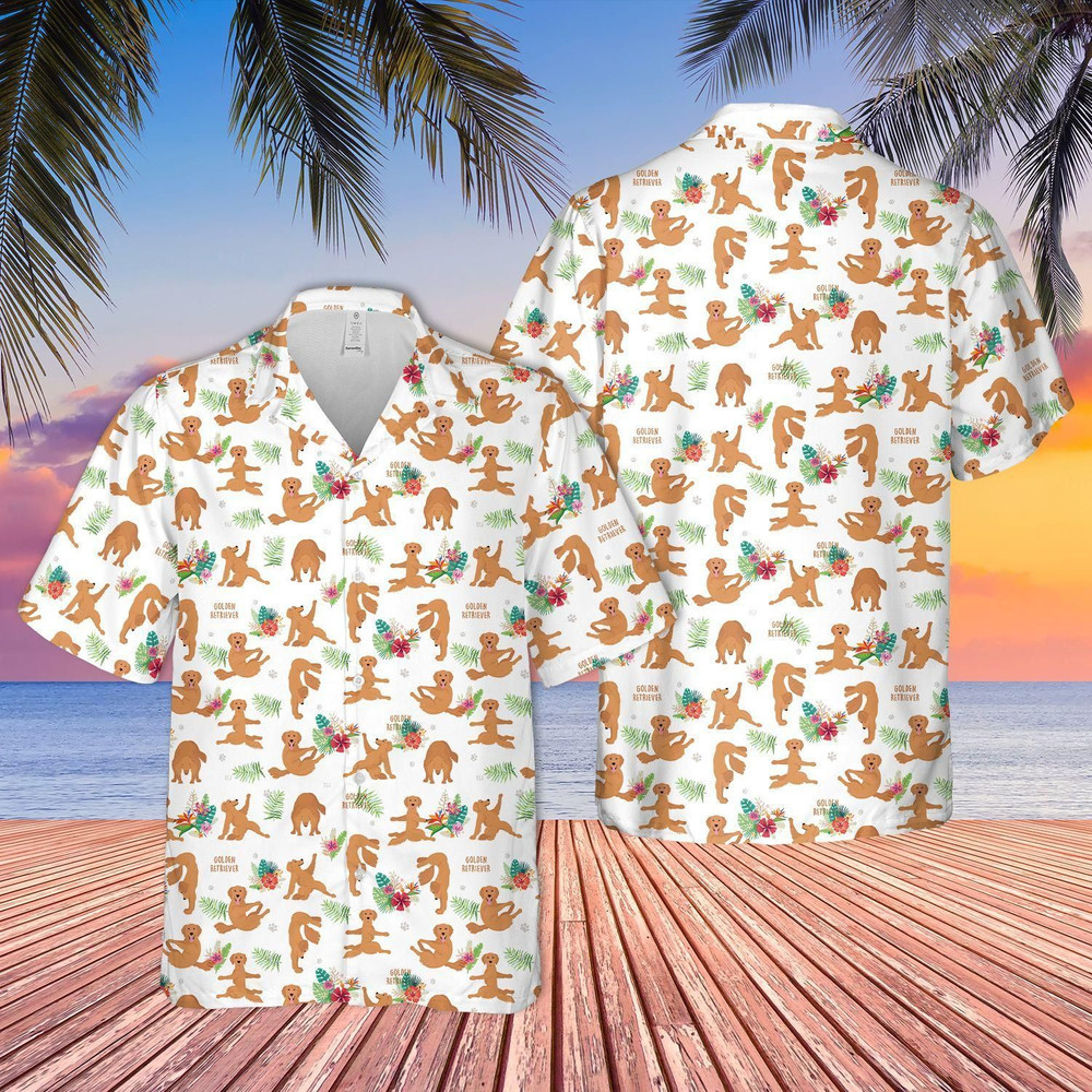 Golden Retriever Dog Lovers Funny Aloha Hawaiian Shirt Colorful Short Sleeve Summer Beach Casual Shirt For Men And Women