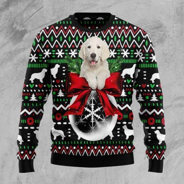 Golden Retriever Dog Xmas Ball Ugly Christmas Sweater Ugly Sweater For Men Women