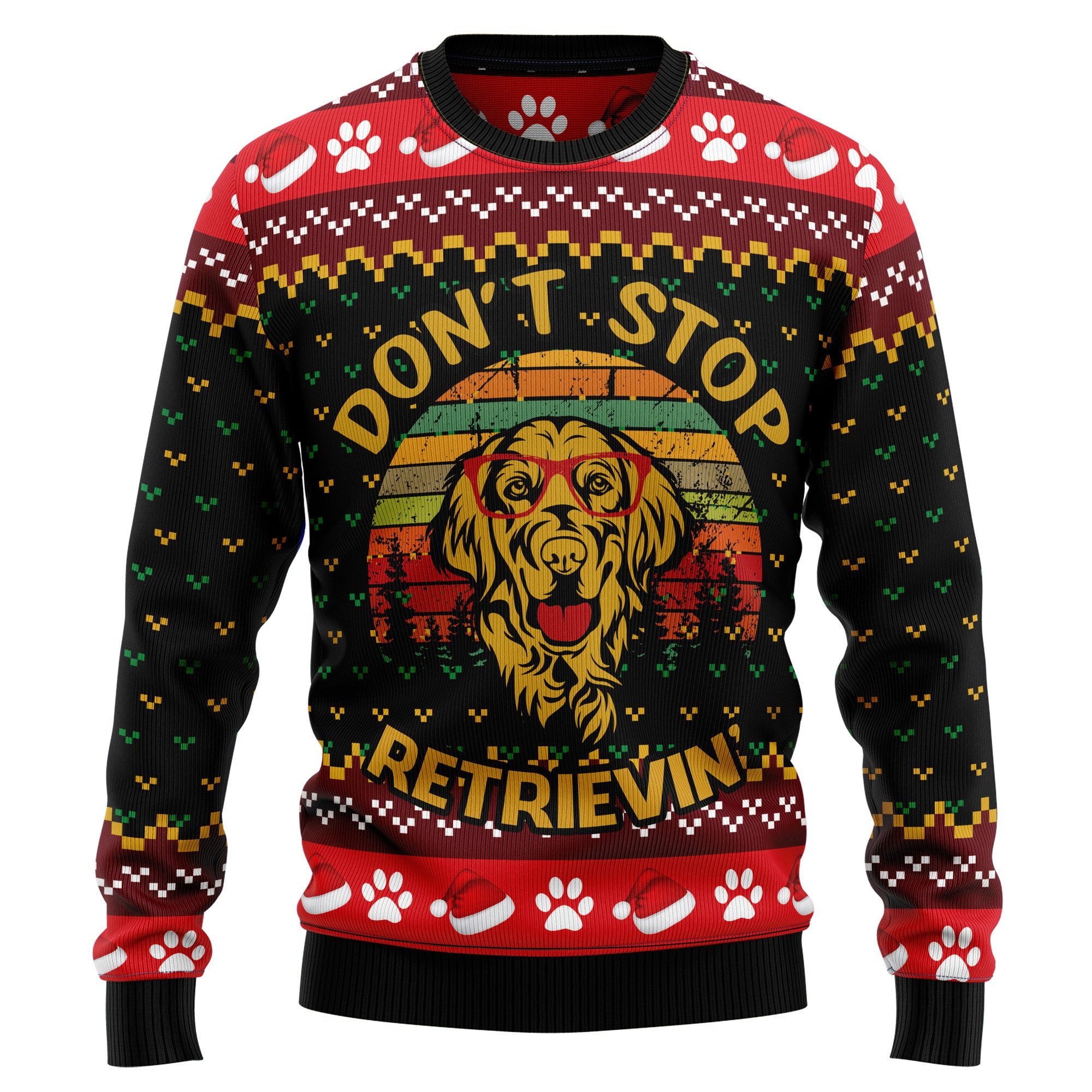 Golden Retriever Dont Stop Ugly Christmas Sweater
