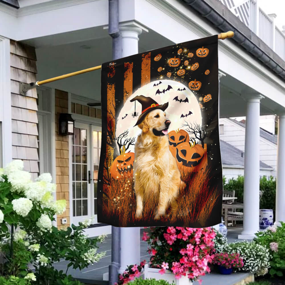 Golden Retriever Happy Halloween Flag Halloween Outdoor Decor Fall Yard House Decoration