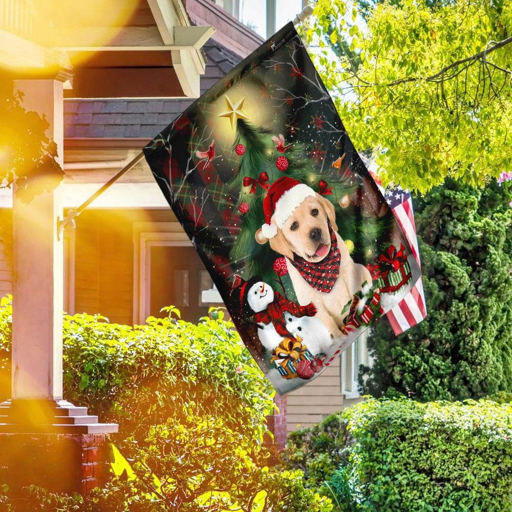 Golden Retriever Merry Christmas Tree Garden Flag House Flag