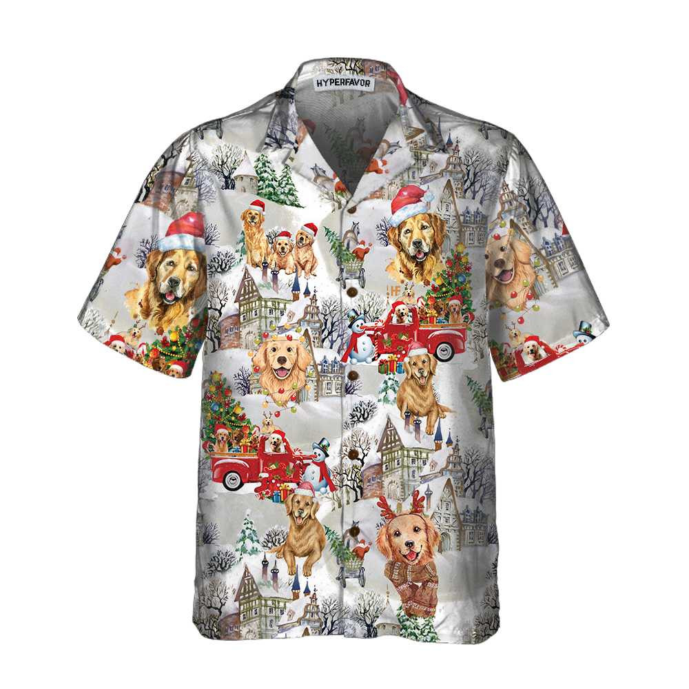 Golden Retriever On Christmas Hawaiian Shirt Golden Retriever Christmas Shirt Christmas Gift For Golden Retriever Lover