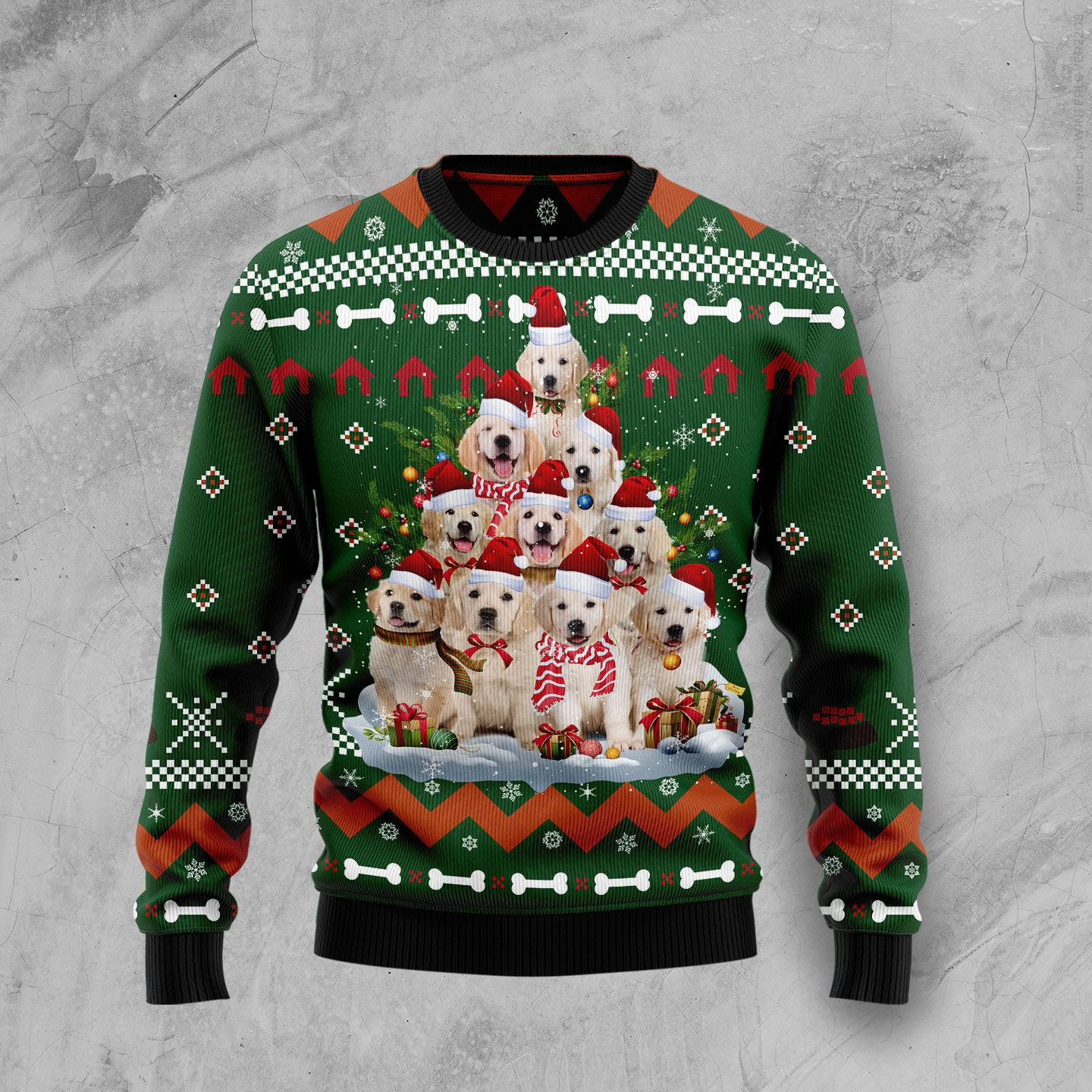 Golden Retriever Pine Tree Ugly Christmas Sweater Ugly Sweater For Men Women