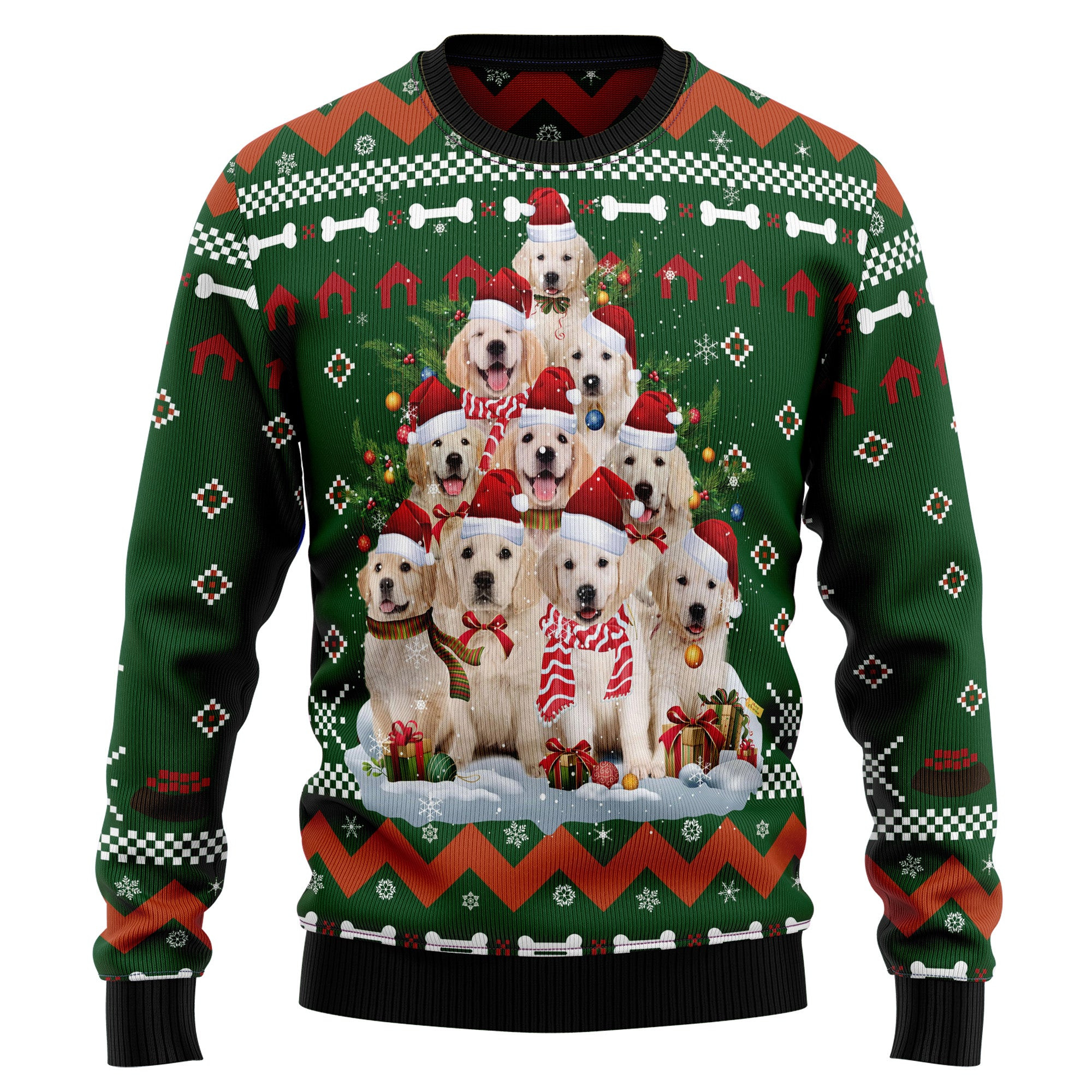 Golden Retriever Pine Tree Ugly Christmas Sweater, Ugly Sweater For Men Women, Holiday Sweater
