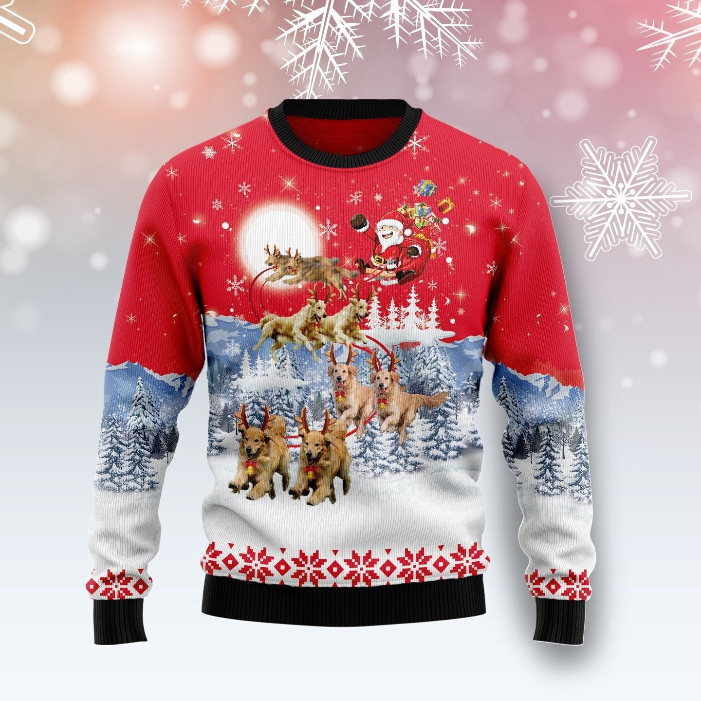 Golden Retriever Santa Claus Ugly Christmas Sweater