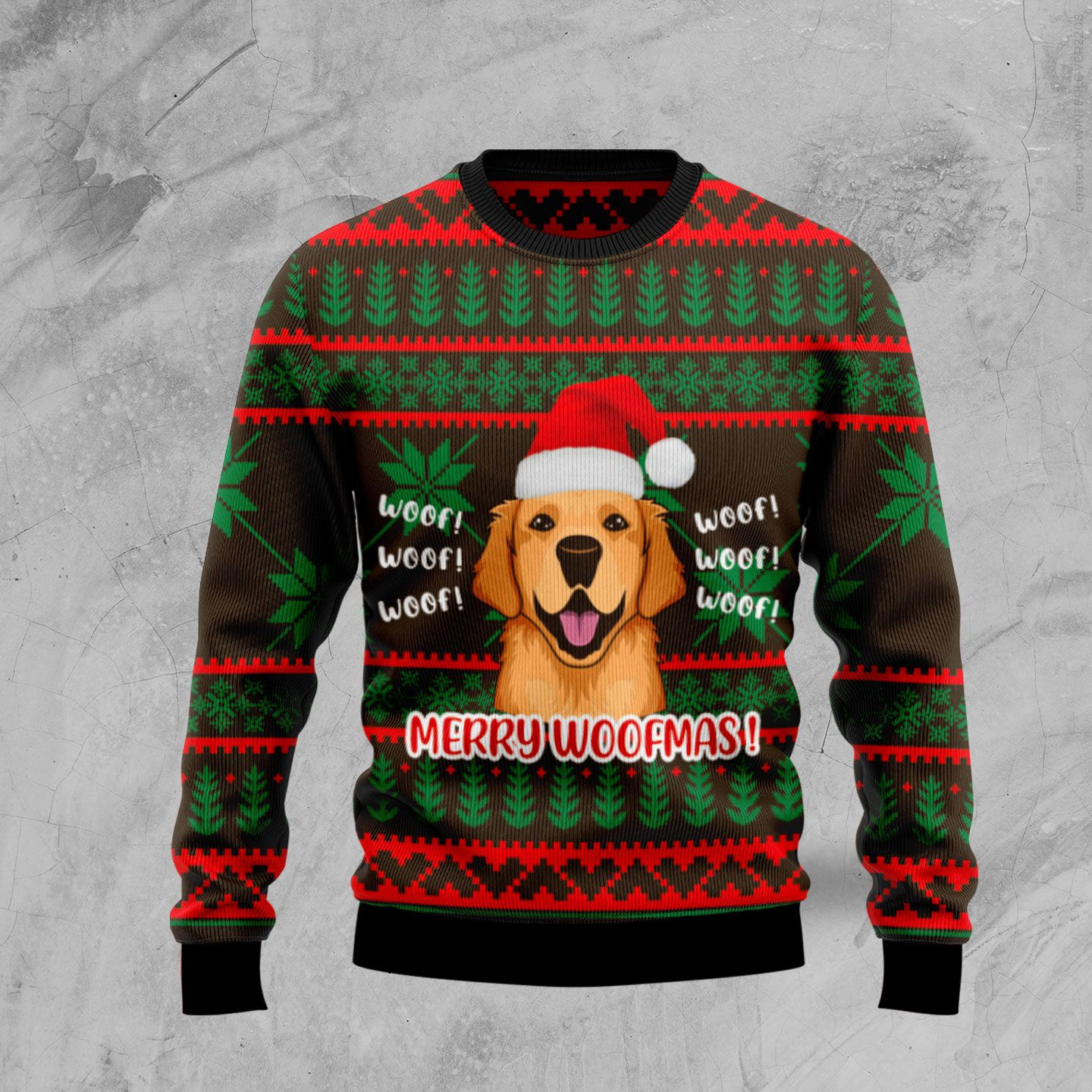 Golden Retriever Woofmas Ugly Christmas Sweater