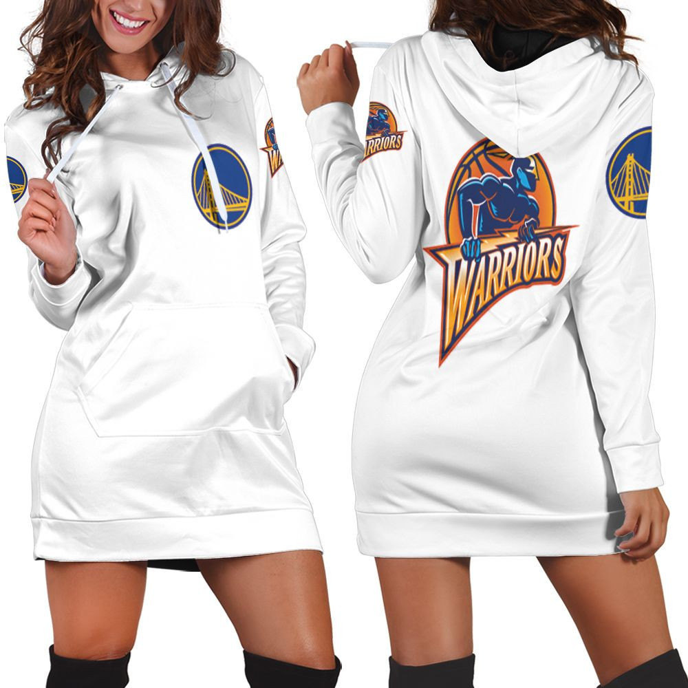 Golden State Warrior Basketball Classic Mascot Logo Gift For Warrior Fans White Hoodie Dress Sweater Dress Sweatshirt Dress