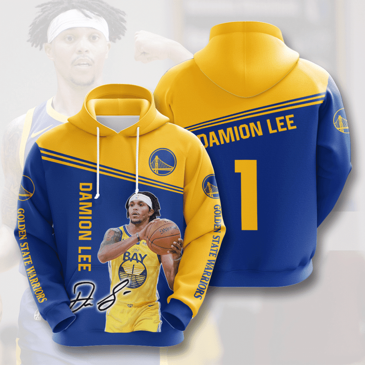 Golden State Warriors Damion Lee 1 For Unisex 3d All Over Print Hoodie