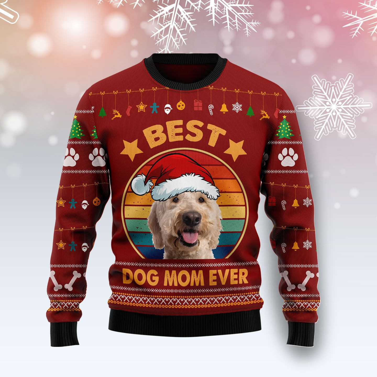 Goldendoodle Best Dog Mom Ever Ugly Christmas Sweater Ugly Sweater For Men Women