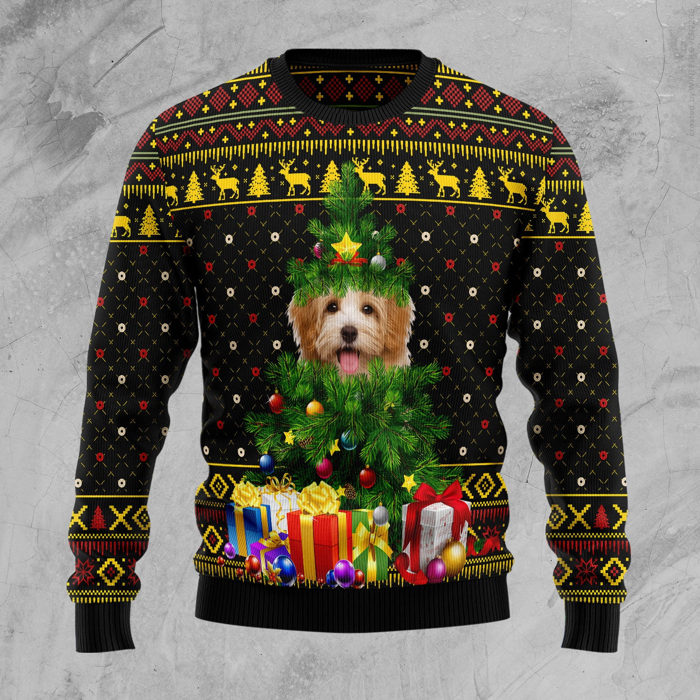 Goldendoodle Pine Ugly Christmas Sweater