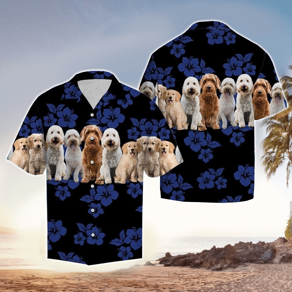 Goldendoodle Terrier Mens Hawaiian Shirt Goldendoodle Button Up Shirt for Men and Women