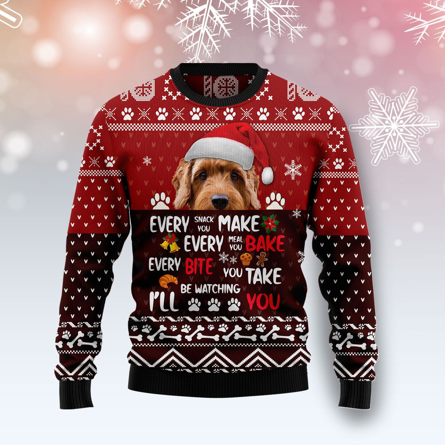 Goldendoodle Will Be Watching You Ugly Christmas Sweater Ugly Sweater For Men Women