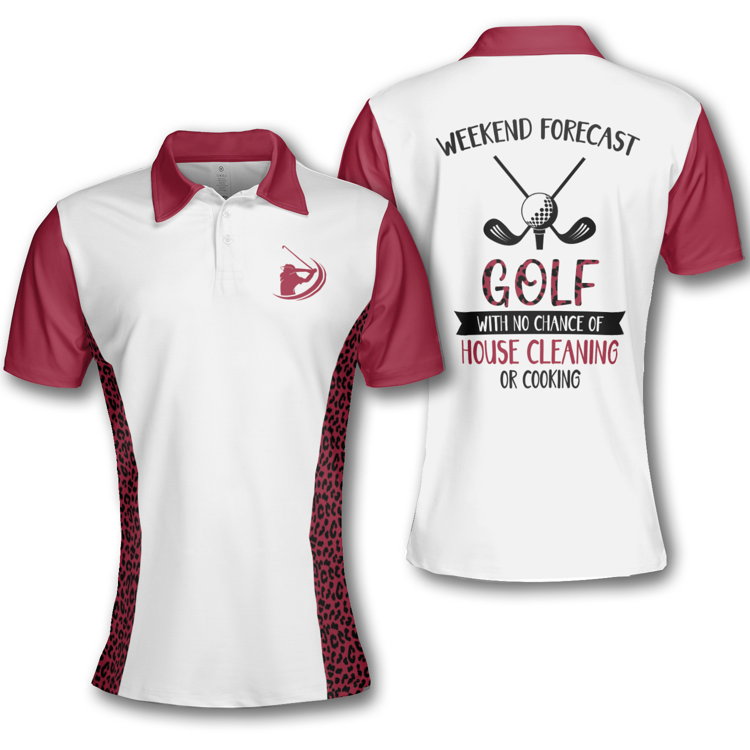 Golf A No Chance Of House Cleaning Leopard Short Sleeve Woman Polo Shirt