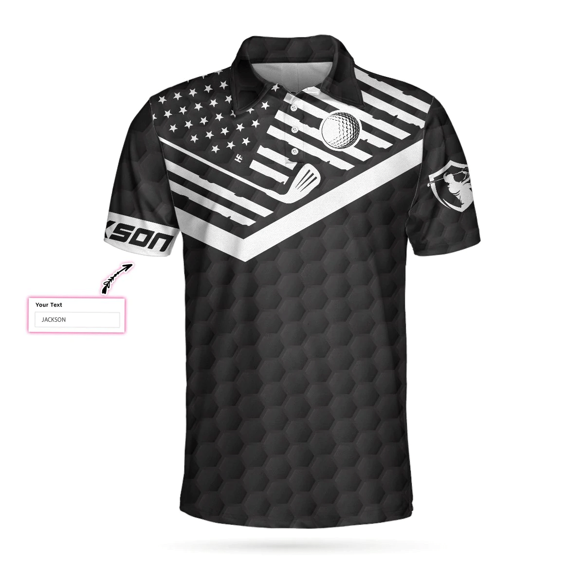 Golf American Flag New Custom Polo Shirt Black Golf Pattern Personalized Polo Shirt Patriotic Golf Shirts Short Sleeve Polo For Men