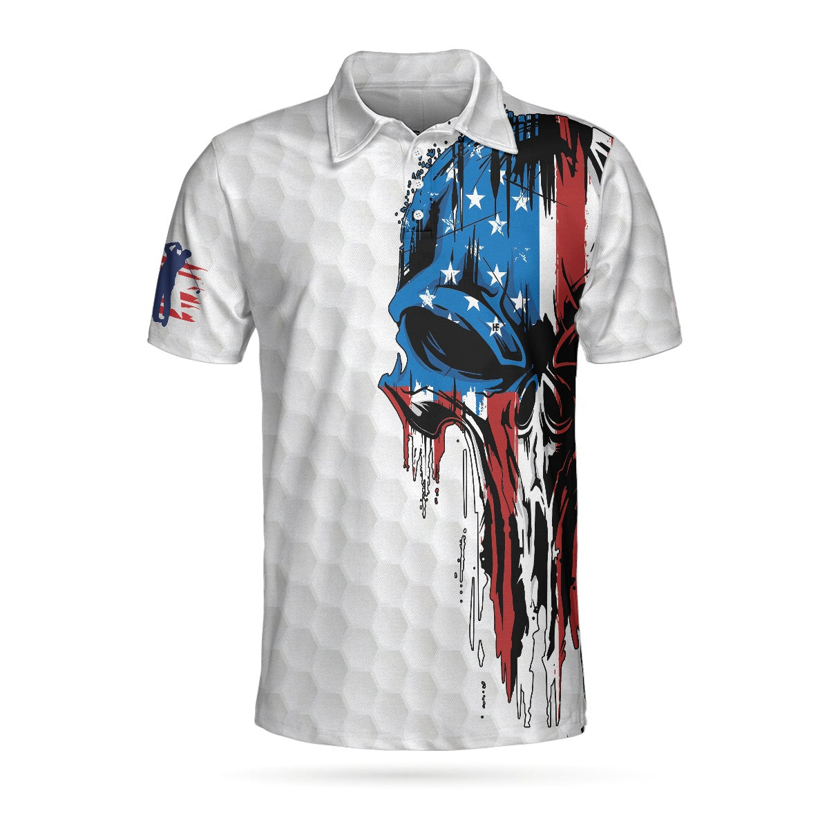 Golf American Flag Polo Shirt Patriot White Golf Pattern Wet Paint Skull Polo Shirt Patriotic Golf Shirt For Men