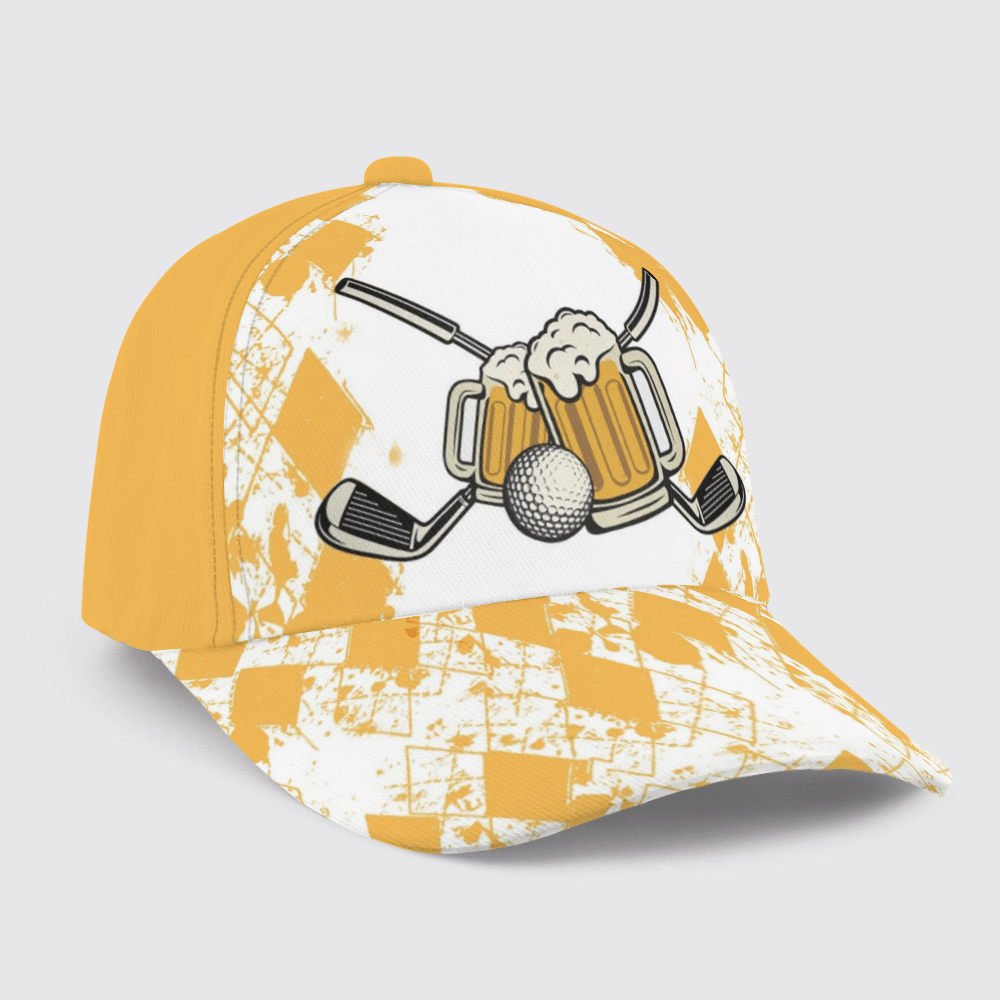 Golf And Beer Illustration Golf Cap Golf Hats For Men