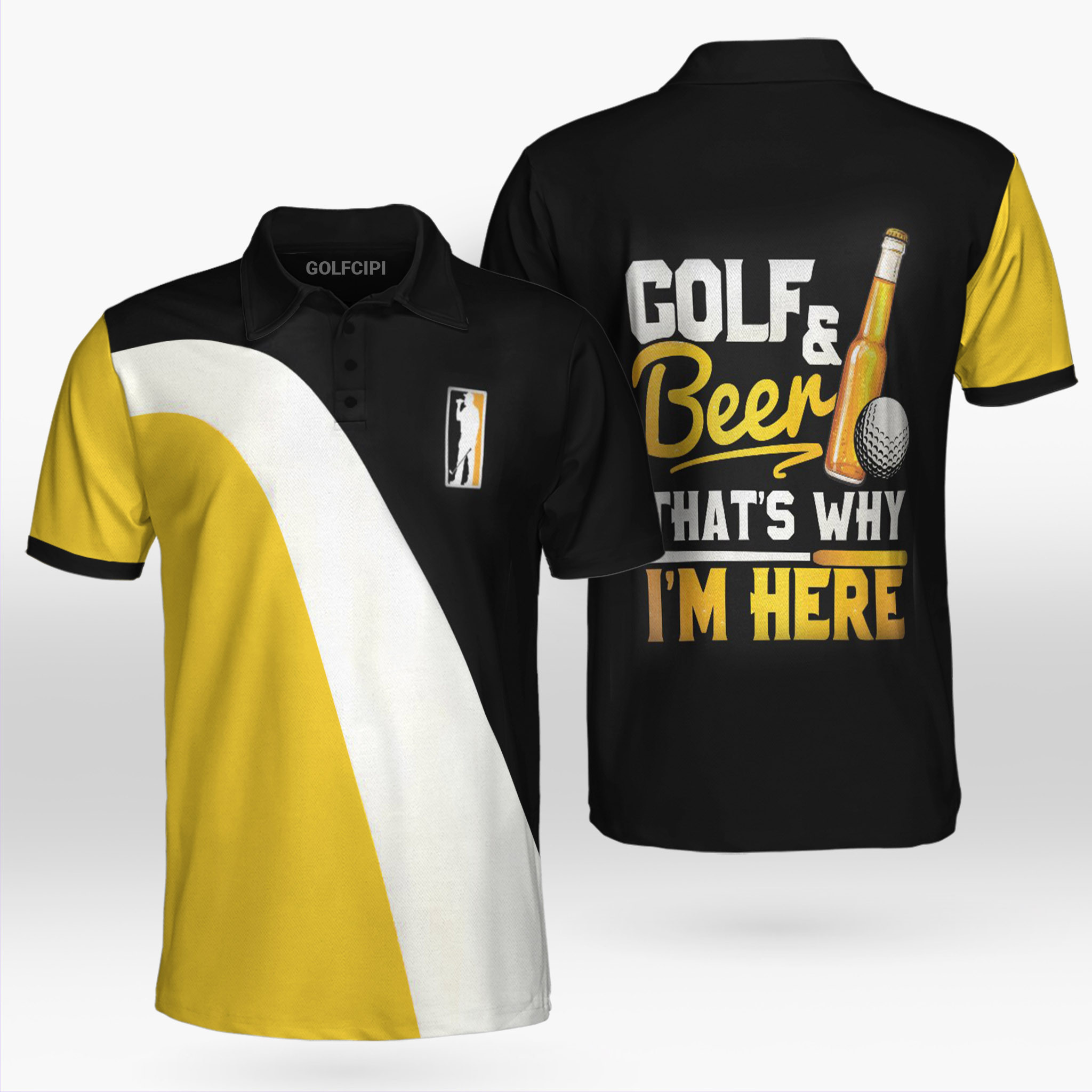 Golf And Beer Thats Why Im Here Icon Beer Golf Shirt Golf Shirts Short Sleeve Polo For Men