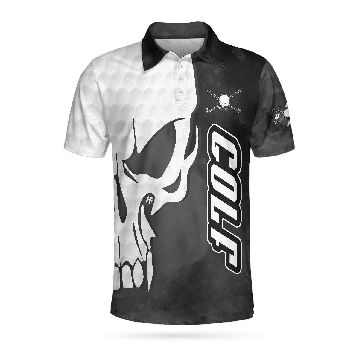 Golf And Skull Golf Polo Shirt Black And White Golf Pattern Polo Shirt Best Golf Shirts Short Sleeve Polo For Men