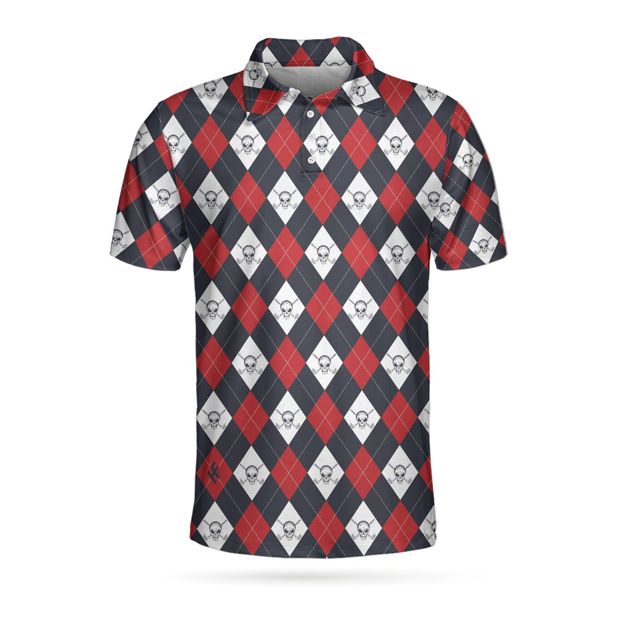 Golf Argyle Skull Short Sleeve Polo Shirt For Golf Skull Golf Shirt For Men Best Gift For Golfers