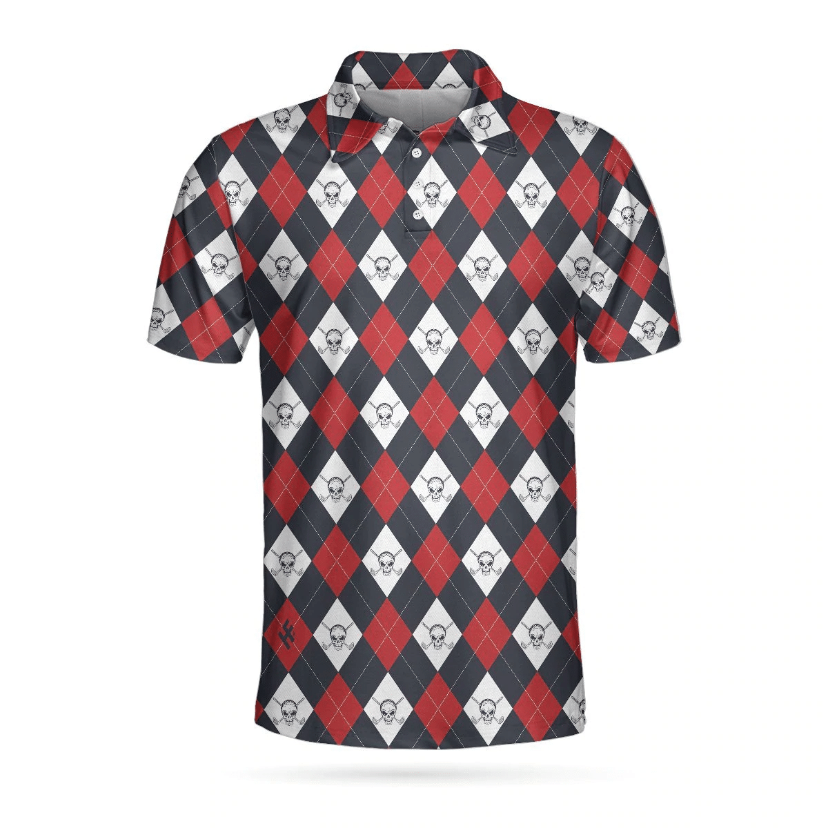 Golf Argyle Skull Short Sleeve Polo Shirt For Golf Skull Golf Shirts Short Sleeve Polo For Men Best Gift For Golfers