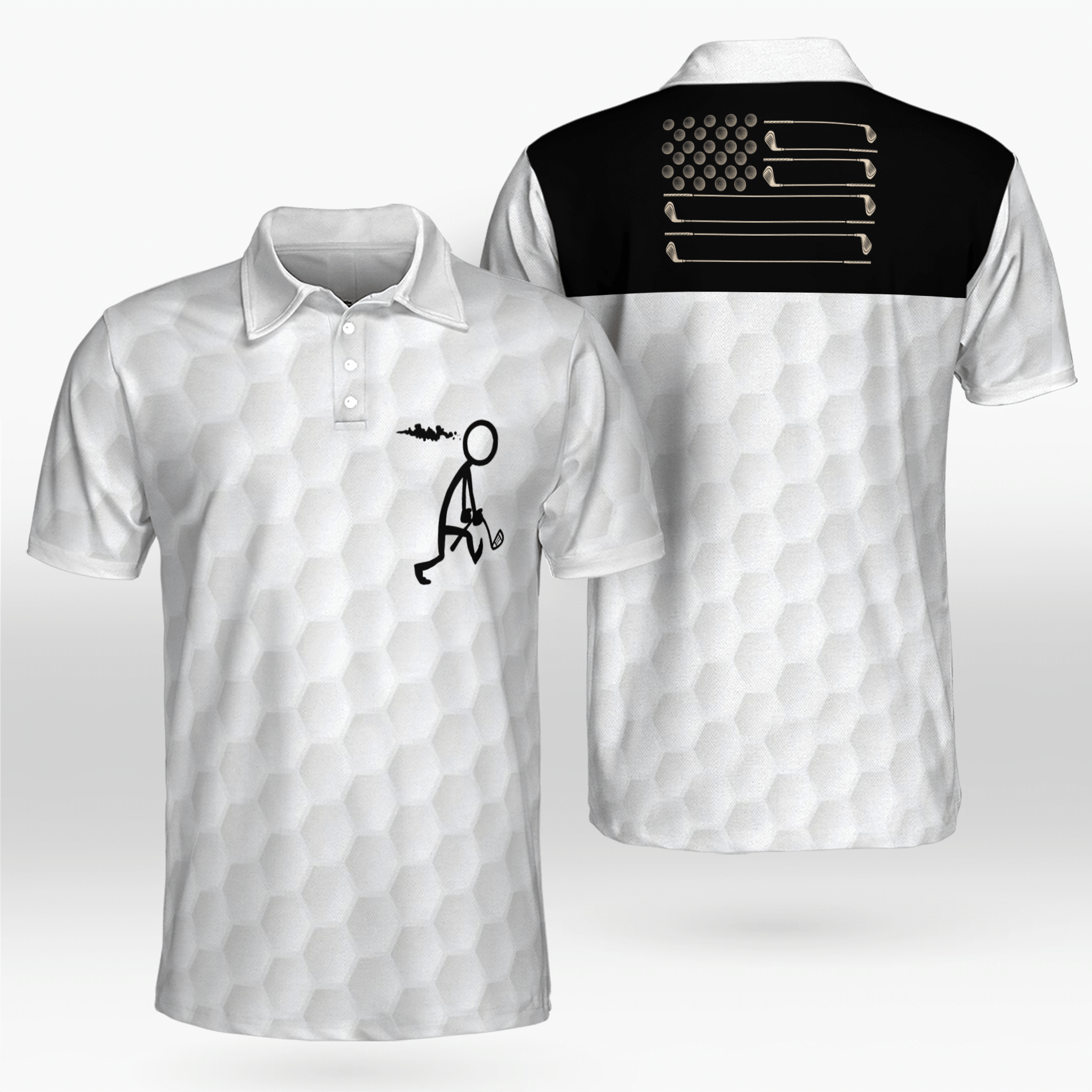 Golf Ball Texture Golfer Stick Figures White Polo Shirt Best Golf Shirts For Men