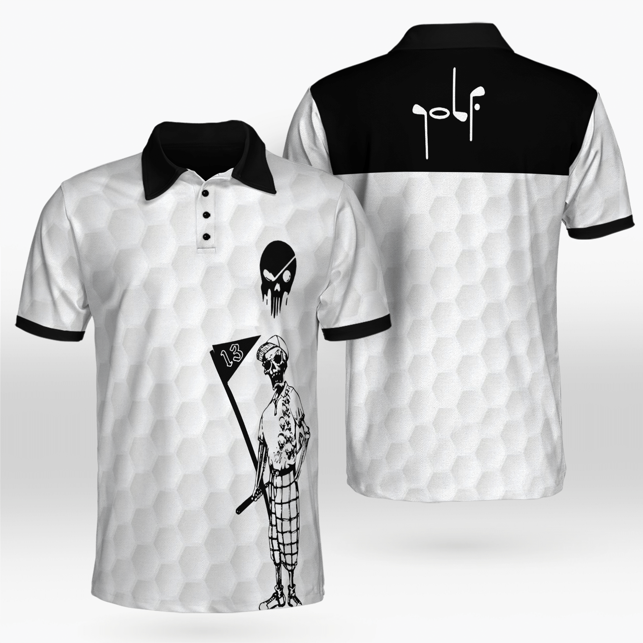 Golf Ball Texture MrBones Skull Golf Shirt Golf Shirts Short Sleeve Polo For Men