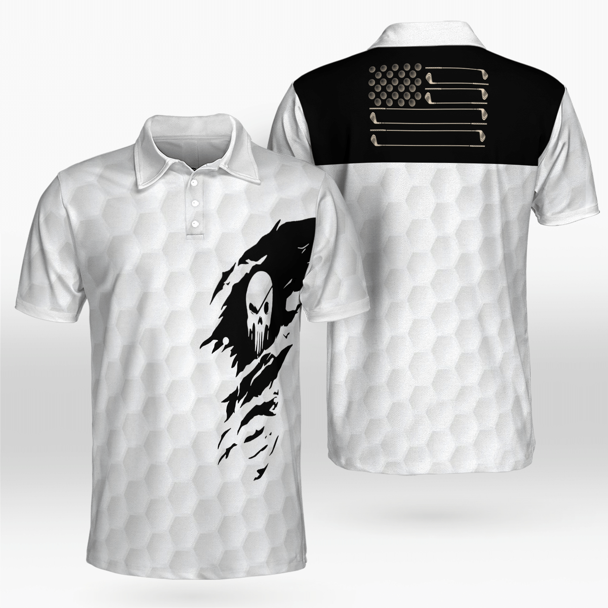 Golf Ball Texture Skull Golf Polo Shirt Best Golf Shirts For Men