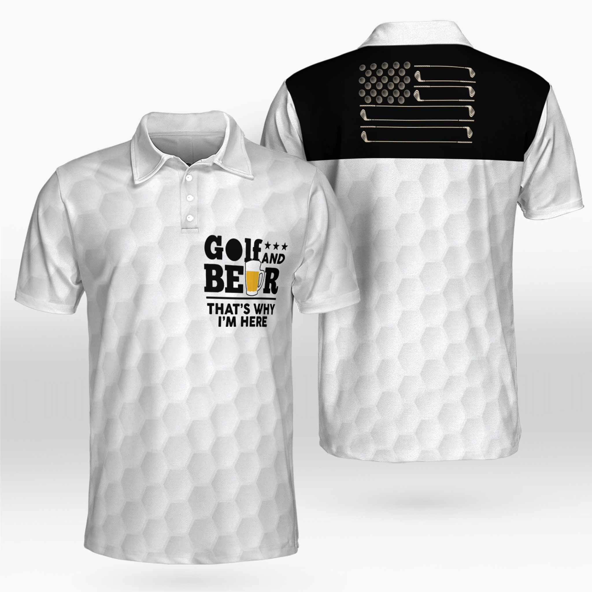 Golf Ball Texture Thats Why Im Here Beer Golf Shirt Golf Shirts Short Sleeve Polo For Men