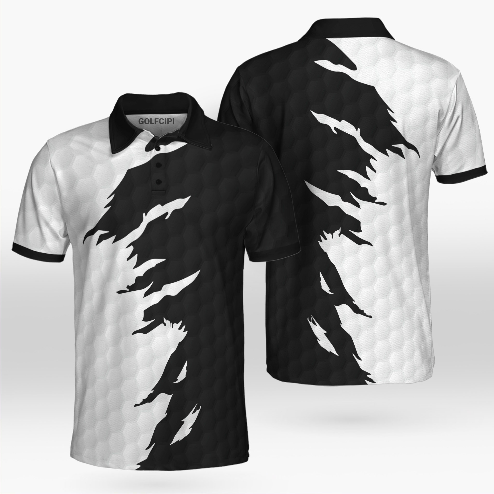 Golf Ball Texture White And Black Polo Shirt Best Golf Shirts For Men