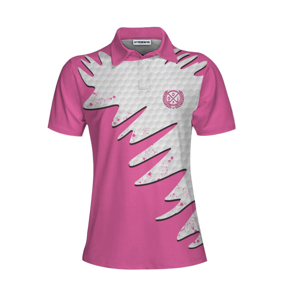 Golf Ball Texture With Pink Color Golf Short Sleeve Women Polo Shirt Pink Golf Shirt For Women