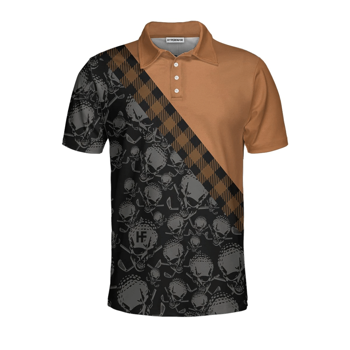 Golf Bourbon Polo Shirt Funny Drinking Golf Shirt With Sayings Skull Plaid Pattern Golf Shirt For Male