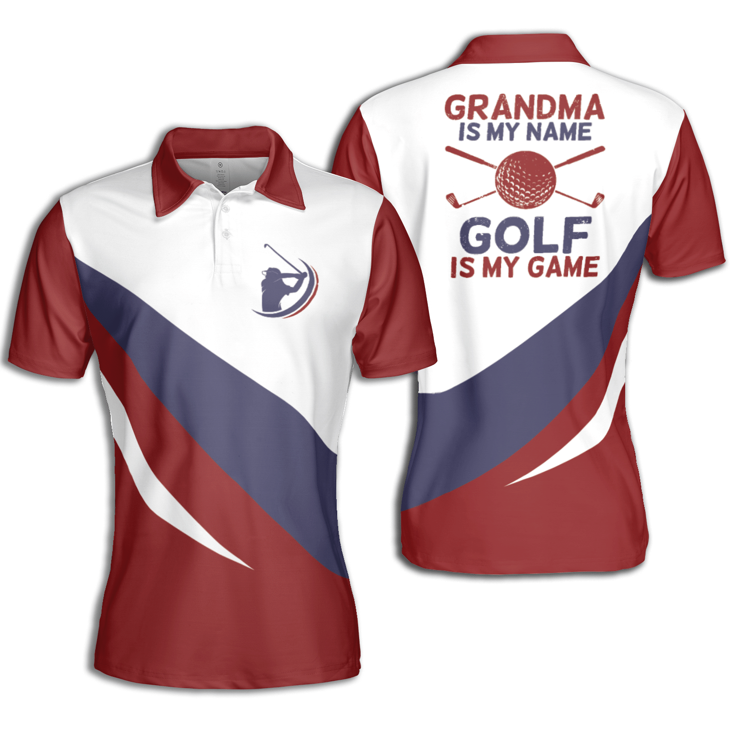 Golf Burgundy Grandma Is My Name Golfer Is My Game Short Sleeve Woman Polo Shirt