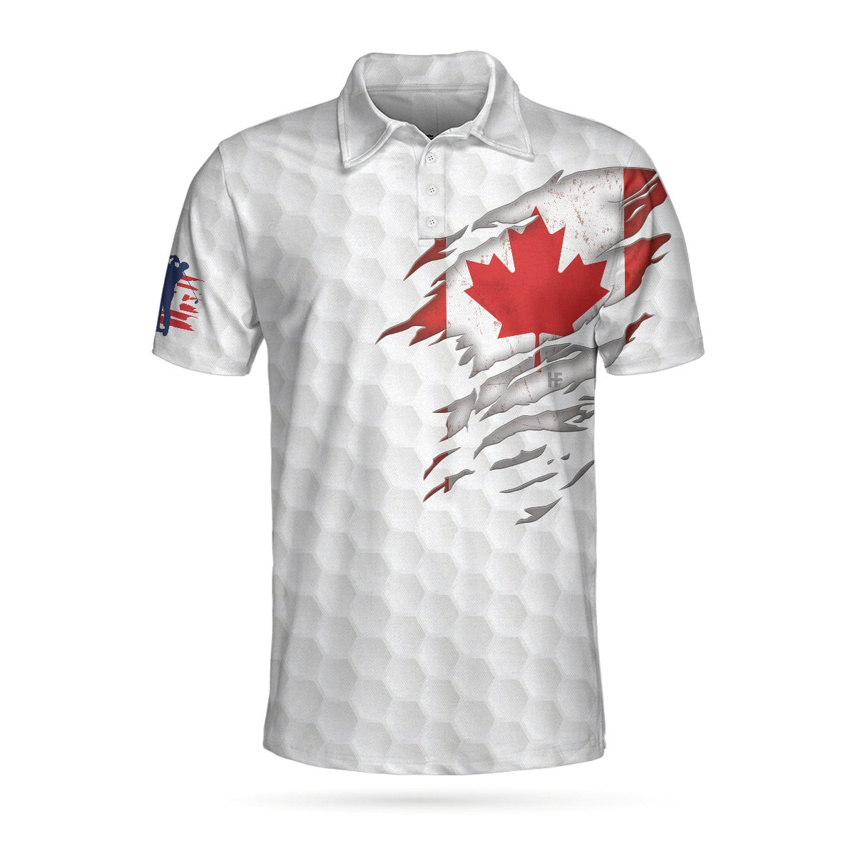 Golf Canada Flag Short Sleeve Polo Shirt Red Maple Leaf Golfing Polo Shirt Canadian Golf Shirt For Men