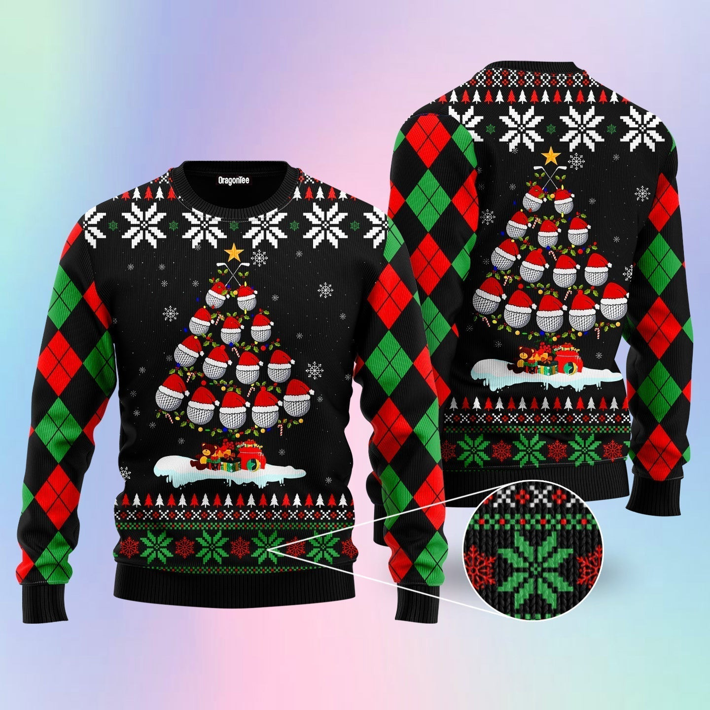 Golf Christmas Tree Snow Ugly Christmas Sweater Ugly Sweater For Men Women
