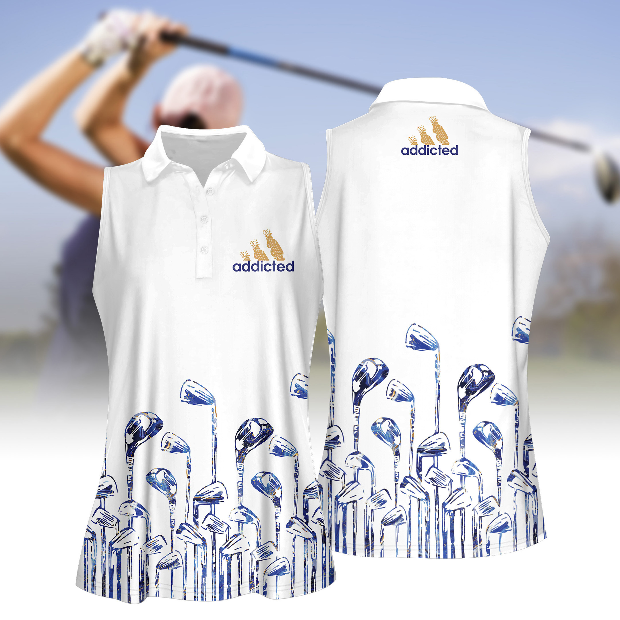 Golf Club Addicted Women Short Sleeve Polo Shirt Sleeveless Polo Shirt